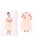 Peach Lace Tulle V Back Flower Girl Dress